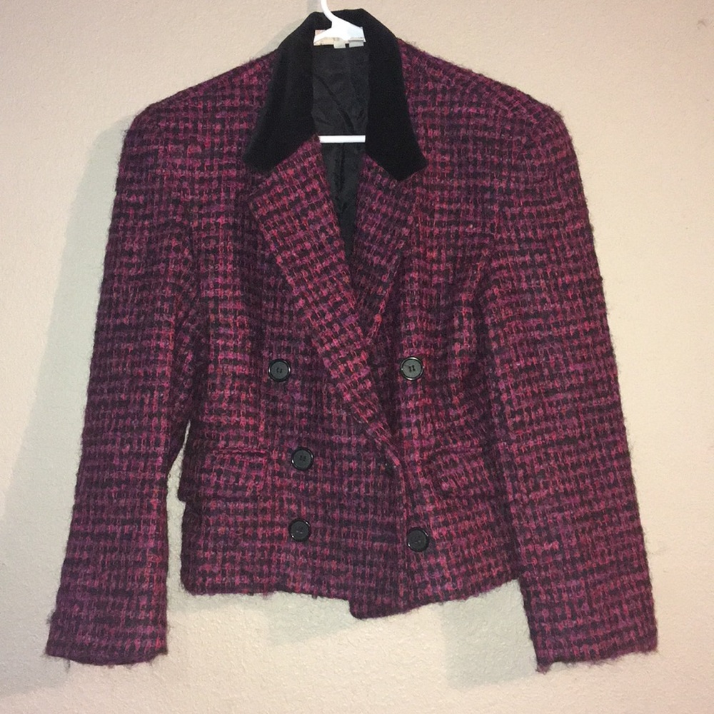 Black Purple  And Red Perry Ellis Size 10 Cropped Jacket